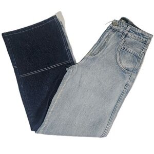 Fashion Nova Jeans Womens 5 Blue Two Tone Straight Leg Non Stretch RH2158A Denim